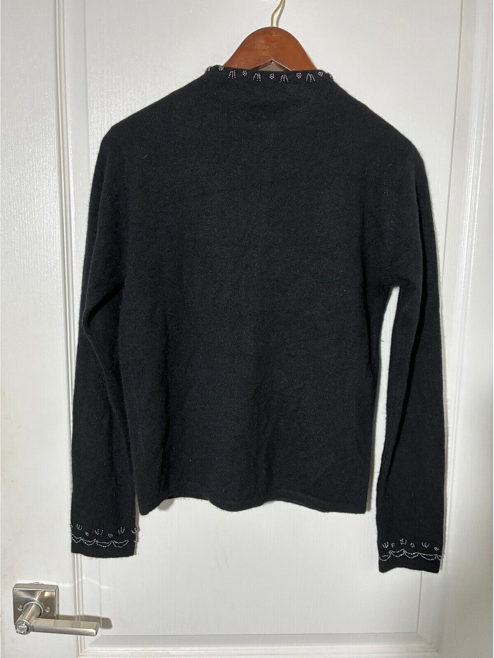 Women's Medium Deane & White Black cashmere cardigan beaded embellished - Picture 4 of 5